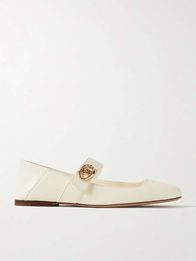 Valentino Garavani Vlogo Locker Leather Ballet Flats