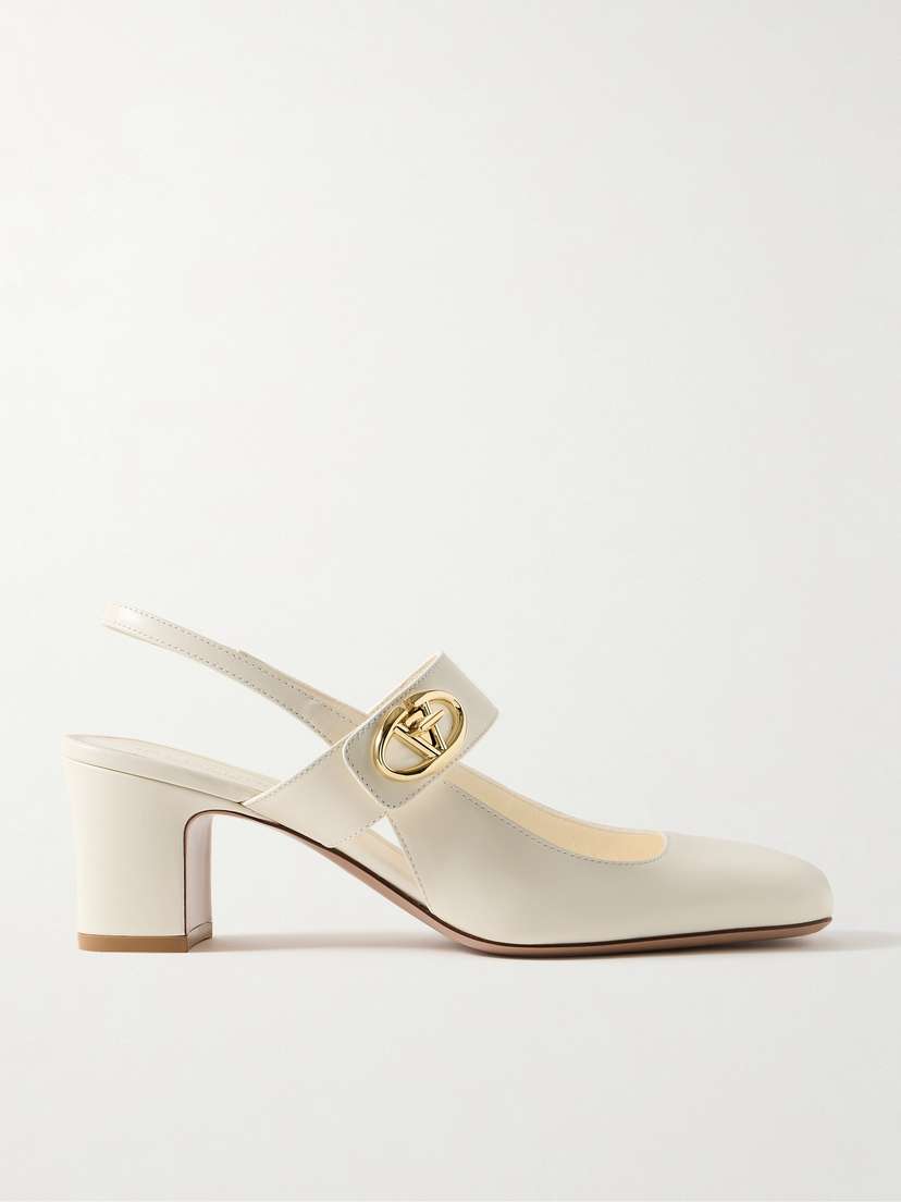 Valentino Garavani Vlogo 60 Embellished Leather Slingback Pumps