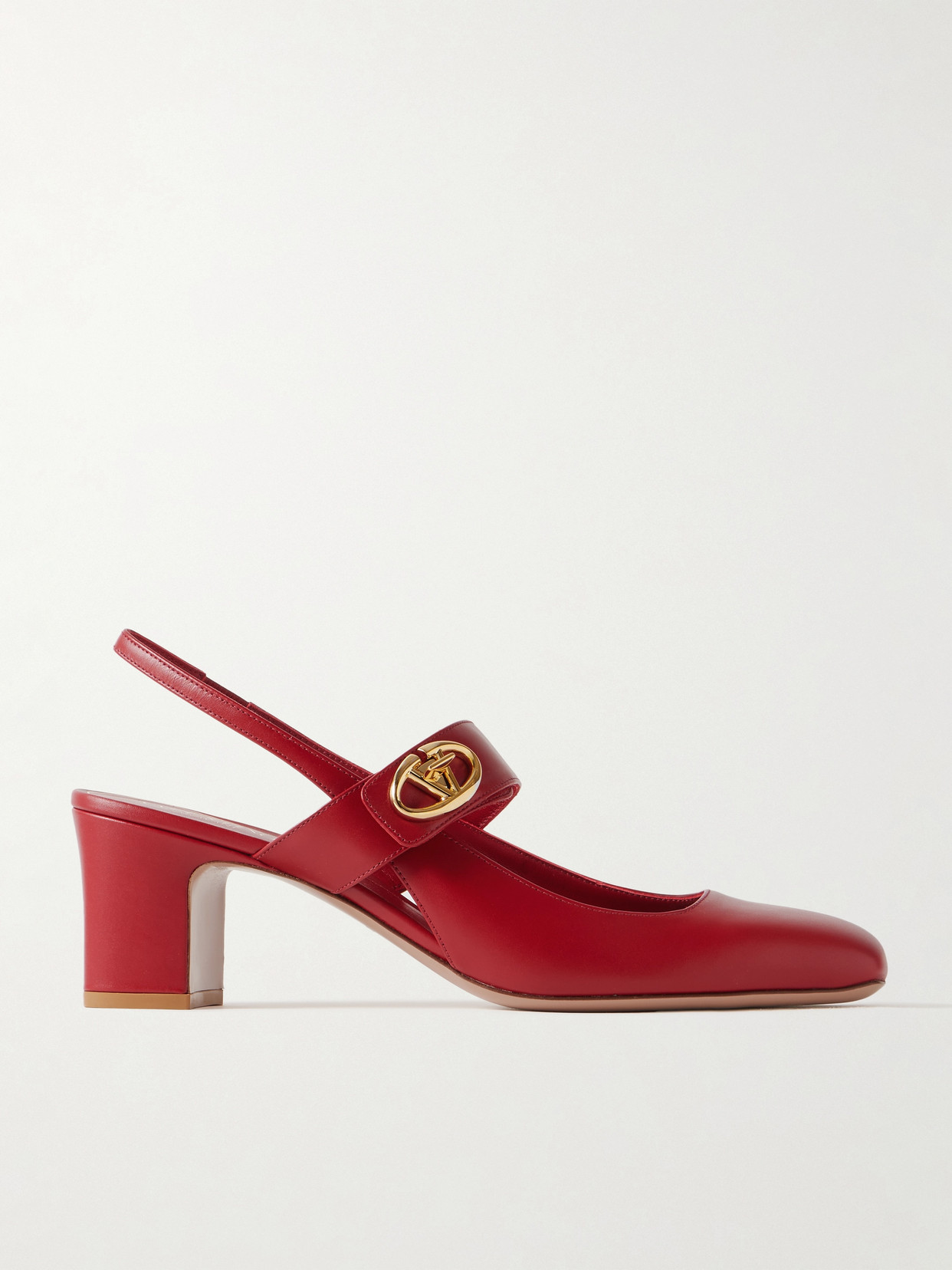 Valentino Garavani - Vlogo 60 Logo-embellished Leather Slingback Pumps - Red