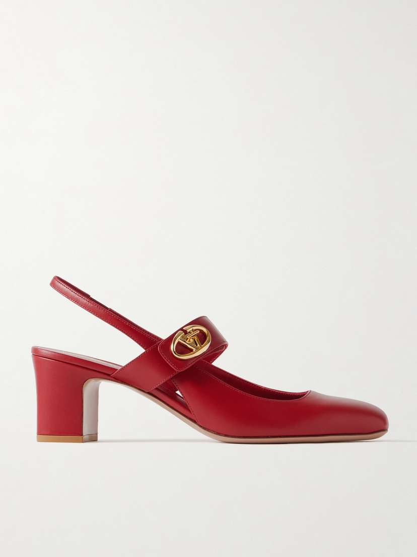 Valentino Garavani Vlogo 60 Logo-embellished Leather Slingback Pumps