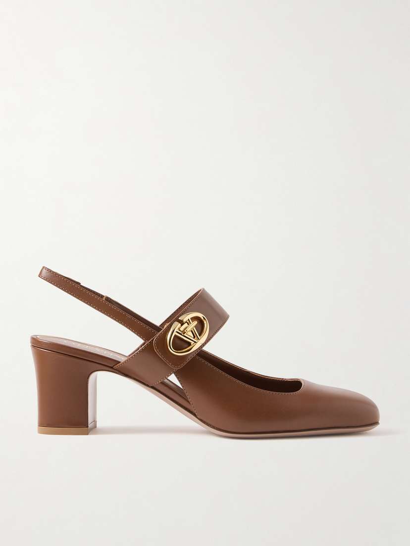 Valentino Garavani Vlogo 60 Embellished Leather Slingback Pumps