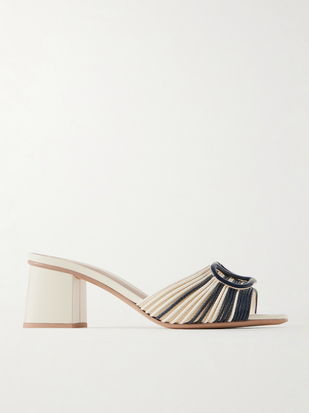 Valentino Garavani Vlogo 60 Logo-embellished Two-tone Leather Mules In Ivory