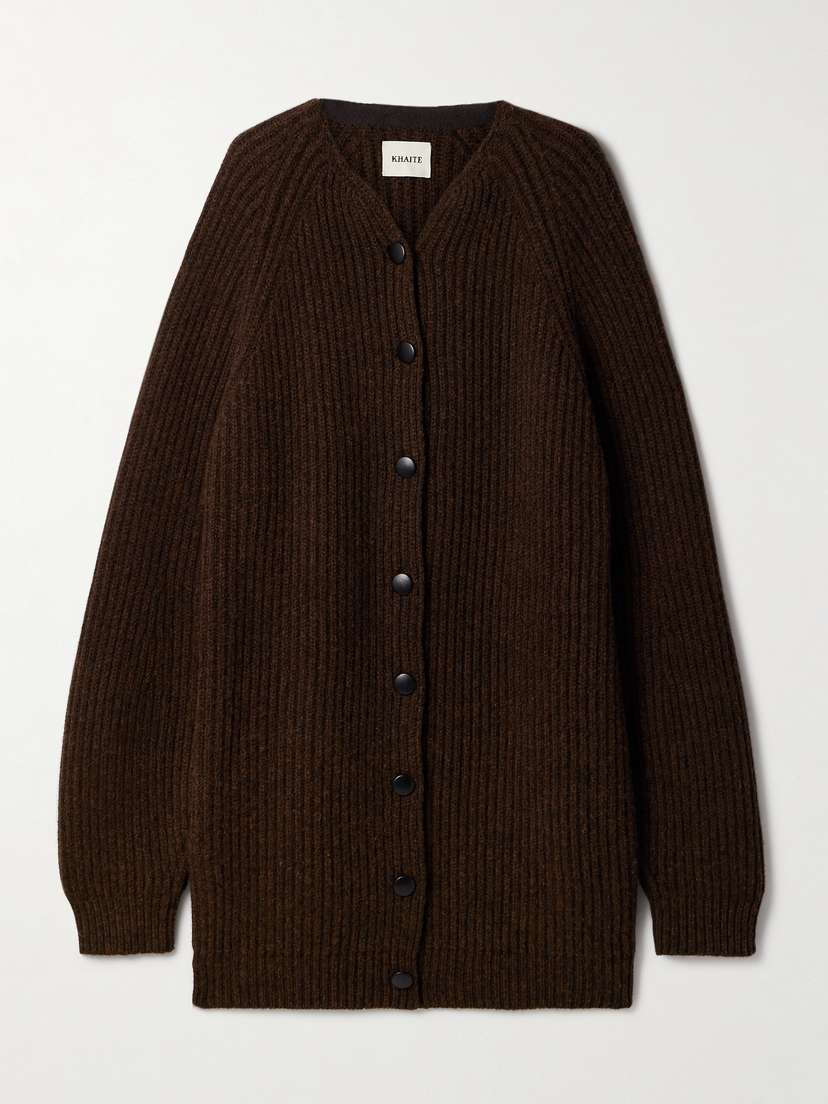 Khaite Jina Oversized Ribbed Cashmere Cardigan