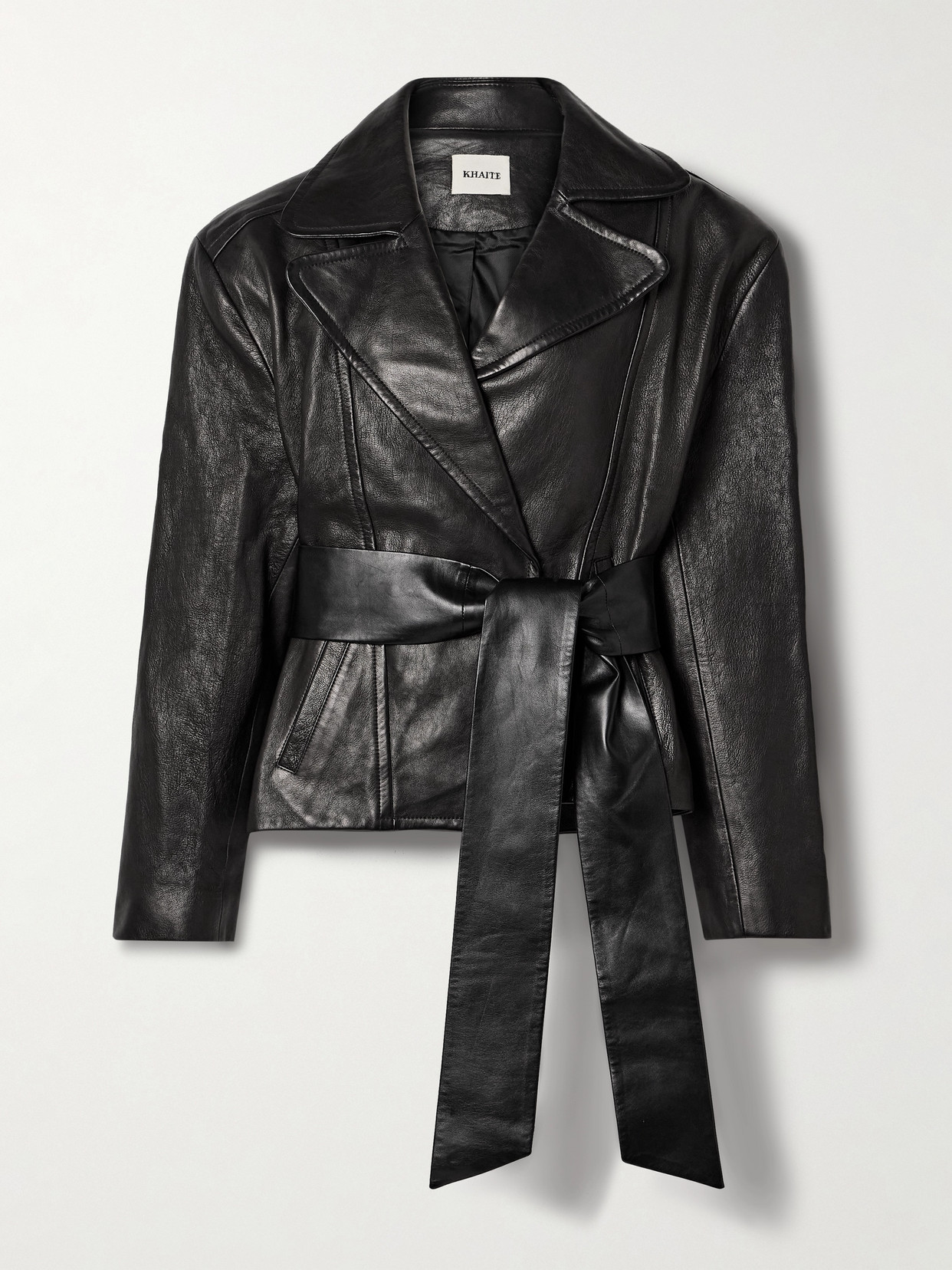 KHAITE - Dolores Belted Leather Jacket - Black