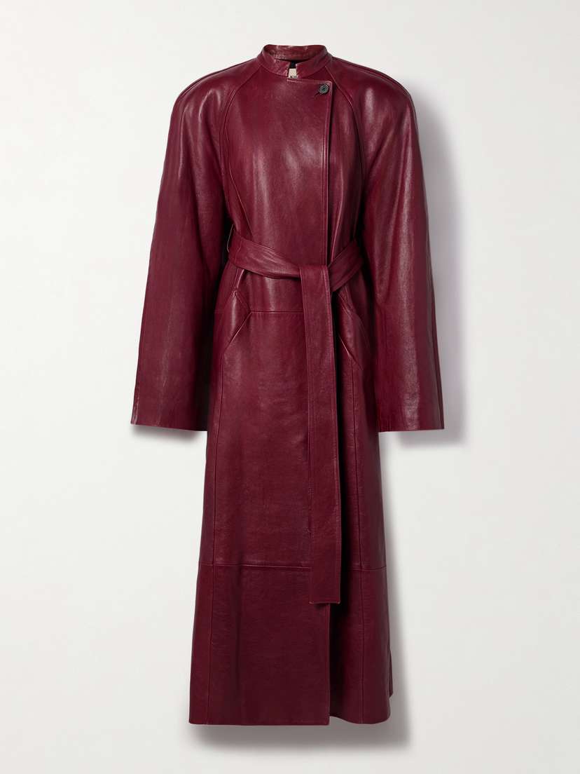 Khaite Rothen Oversized Belted Leather Coat