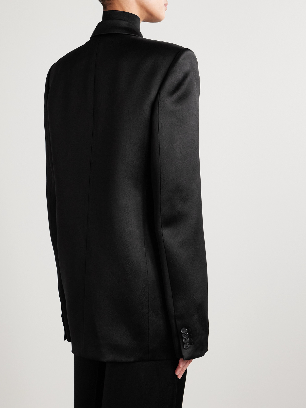 Khaite Willow Double-breasted Mikado Blazer In Black