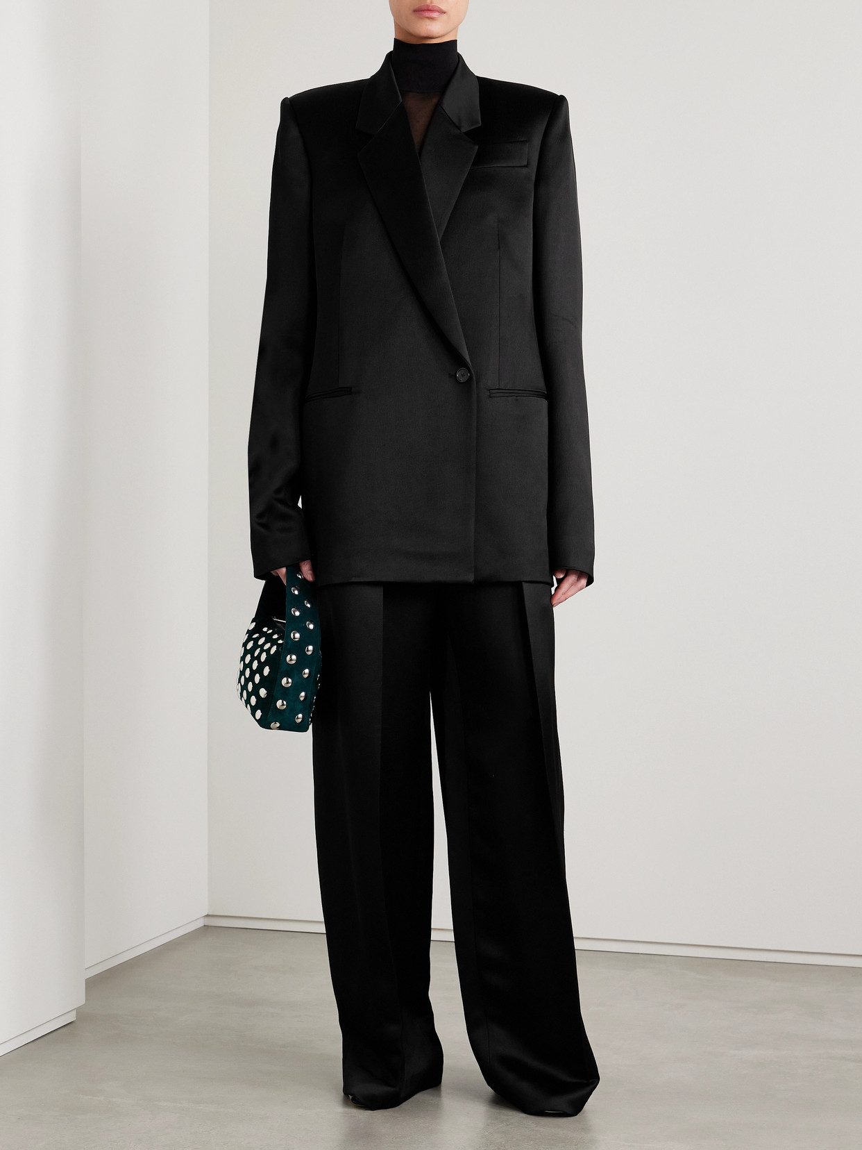 Khaite Willow Double-breasted Mikado Blazer In Black