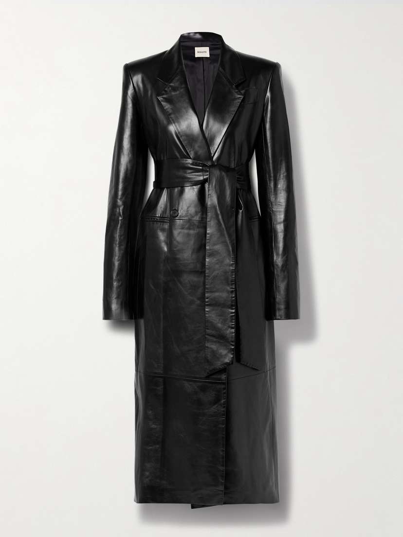 Khaite Lolo Belted Leather Coat