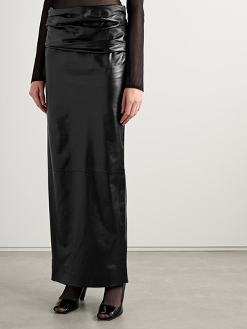 KHAITE Winler gathered leather maxi skirt