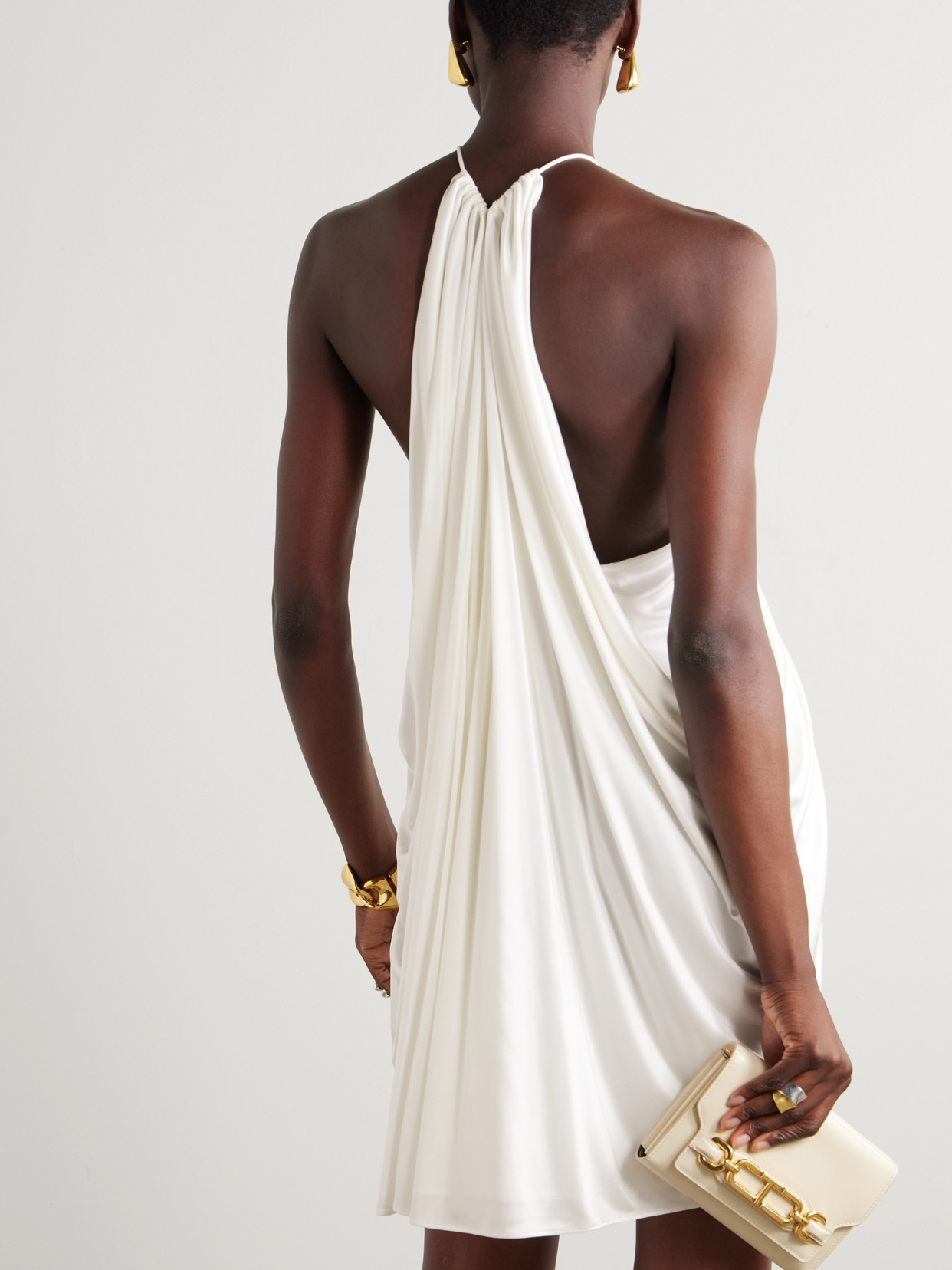 Tom Ford Draped Jersey Halterneck Mini Dress In Cream