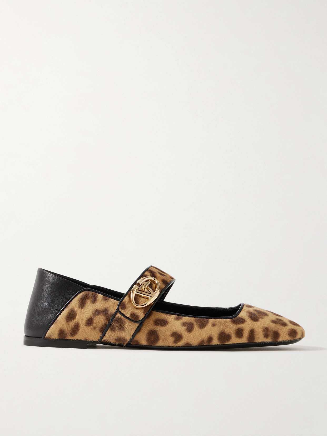 Valentino Garavani - Vlogo Locker Collapsible-heel Leather-trimmed Leopard-print Calf Hair Ballet Flats - Leopard print