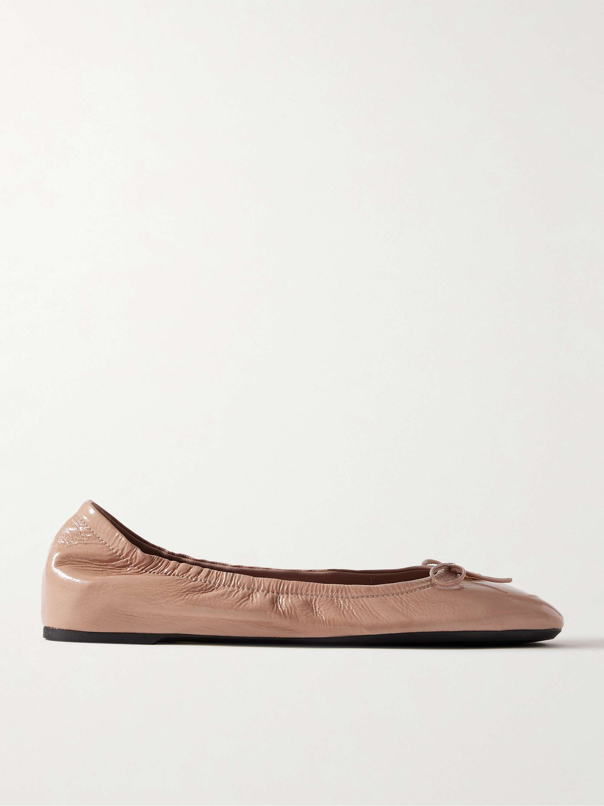 beige patent leather flats