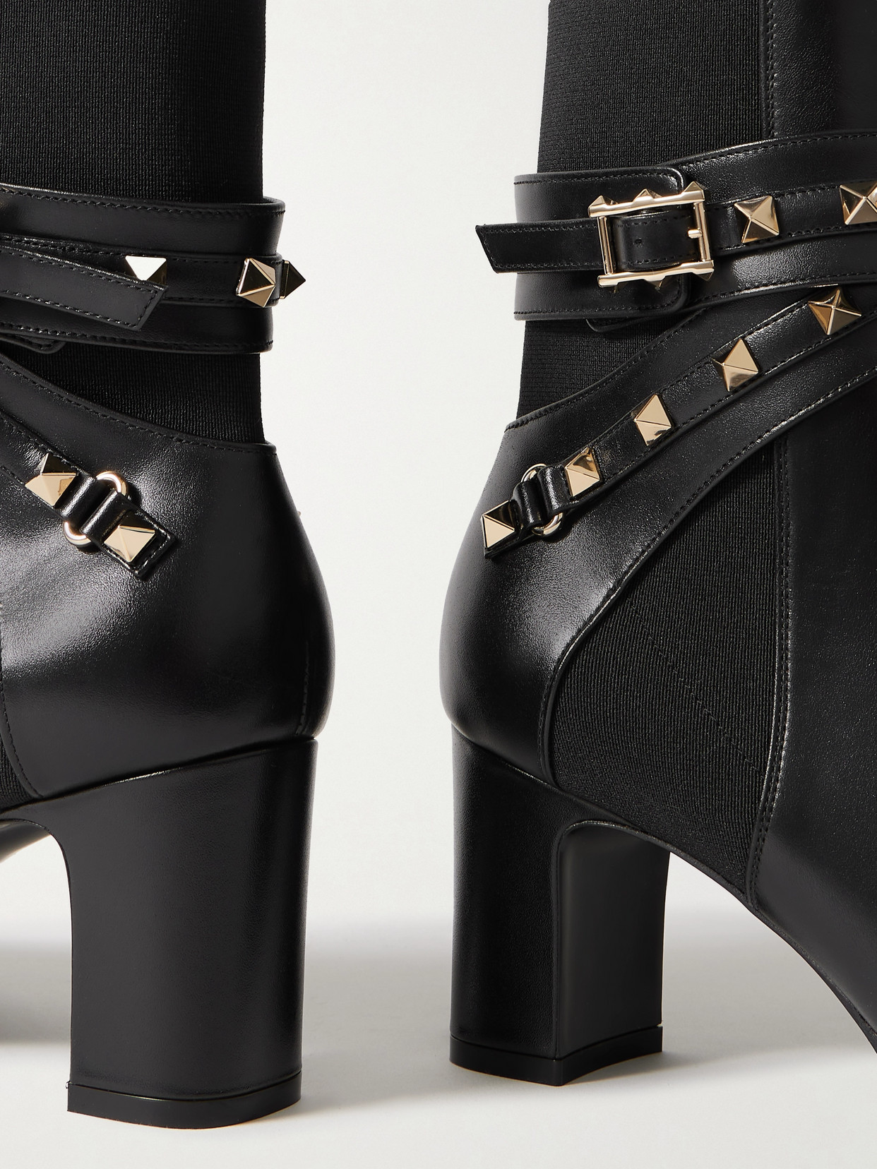 Valentino Garavani Rockstud 70mm Calfskin Ankle Boot Woman Black 41 In Black
