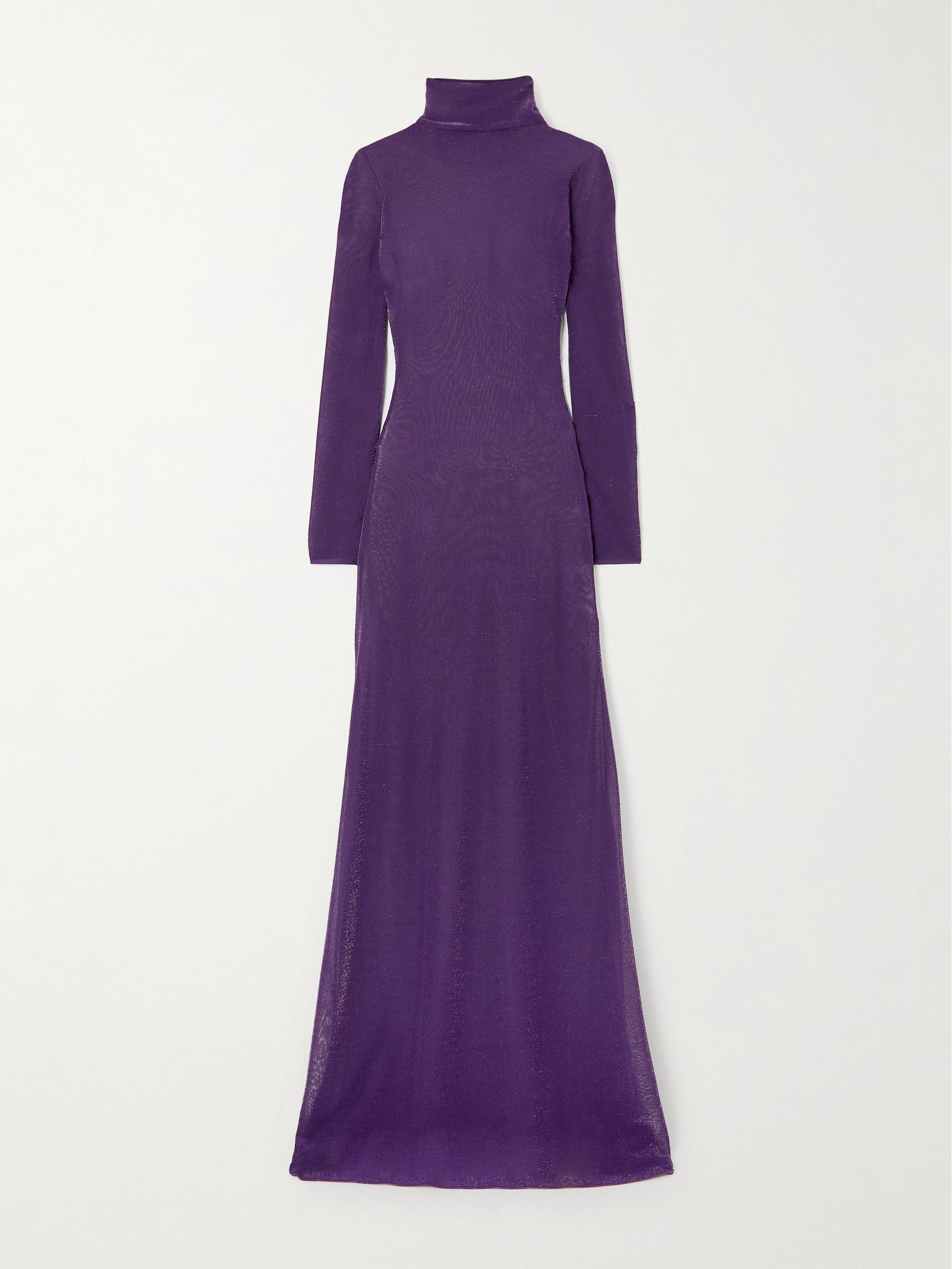 Tom Ford Metallic silk-blend turtleneck maxi dress thumbnail