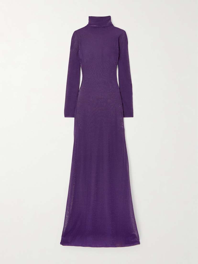 Tom Ford Metallic Silk-blend Turtleneck Maxi Dress