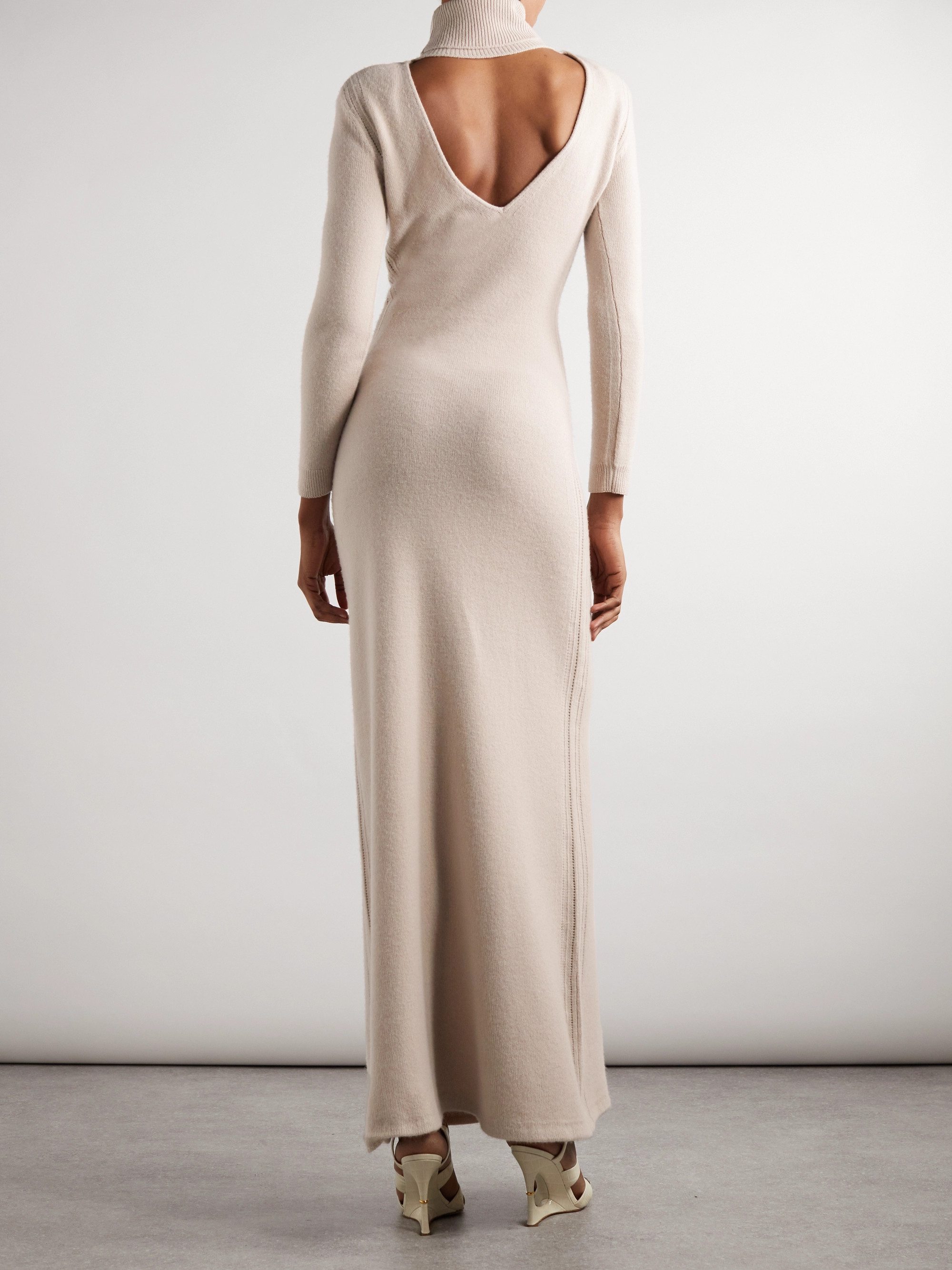 Tom Ford Open-back cashmere turtleneck maxi dress