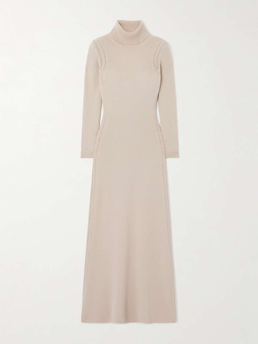 Tom Ford Open-back Cashmere Turtleneck Maxi Dress
