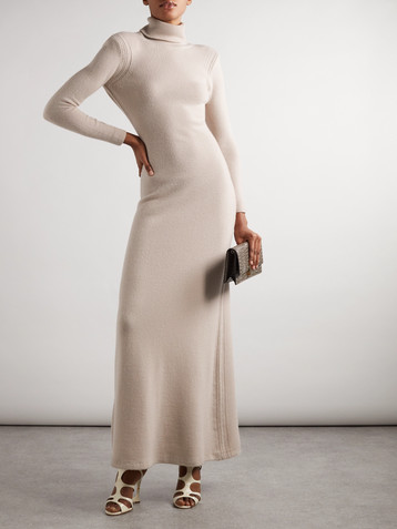 Tom Ford Open-back cashmere turtleneck maxi dress