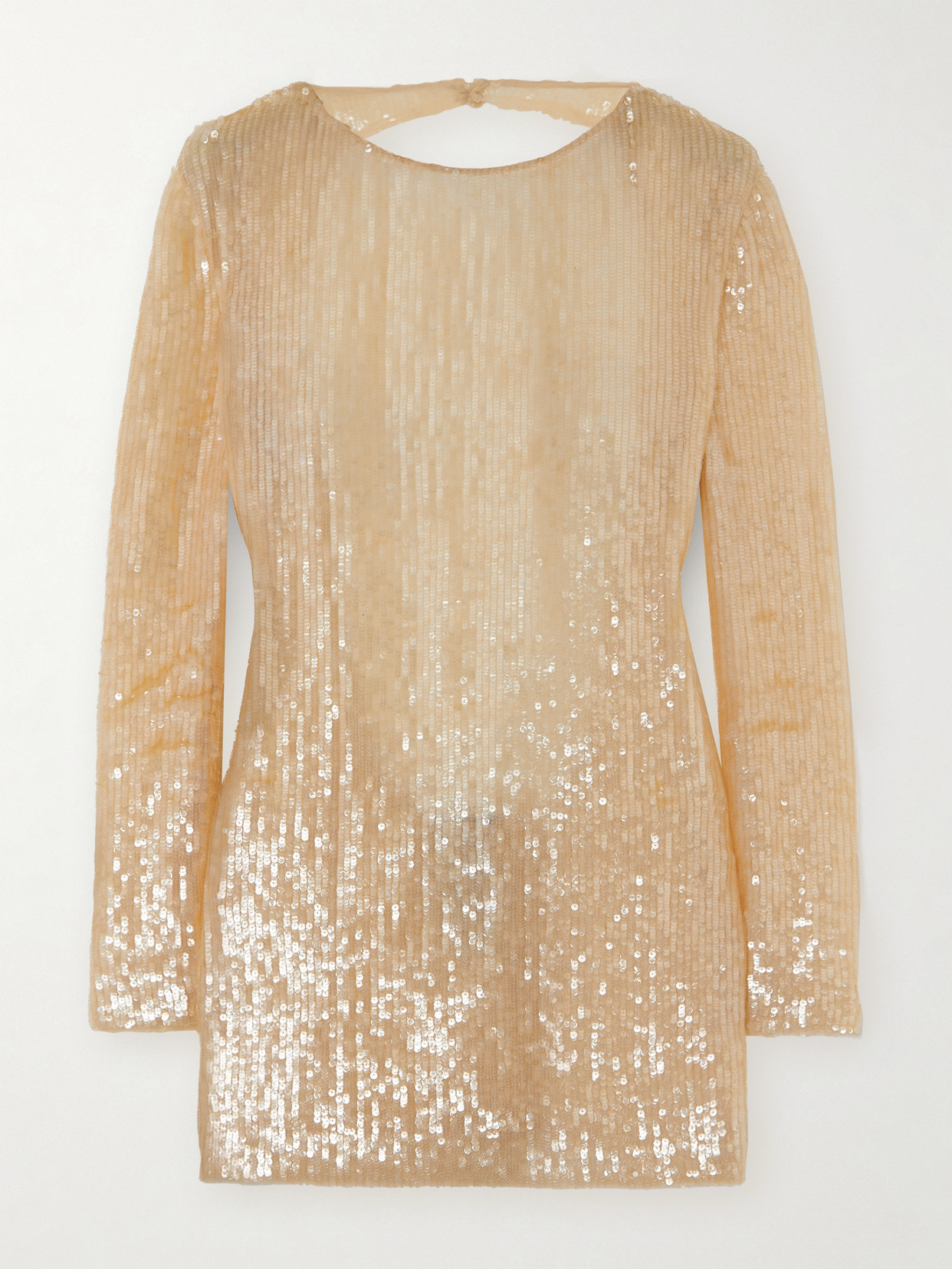 Tom Ford Sequined Tulle Mini Dress In Gold