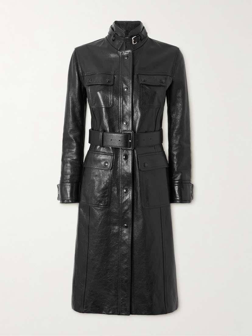 Tom Ford Paneled Belted Leather Trench Coat