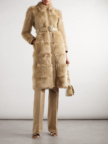 Tom Ford Leather-trimmed shearling coat