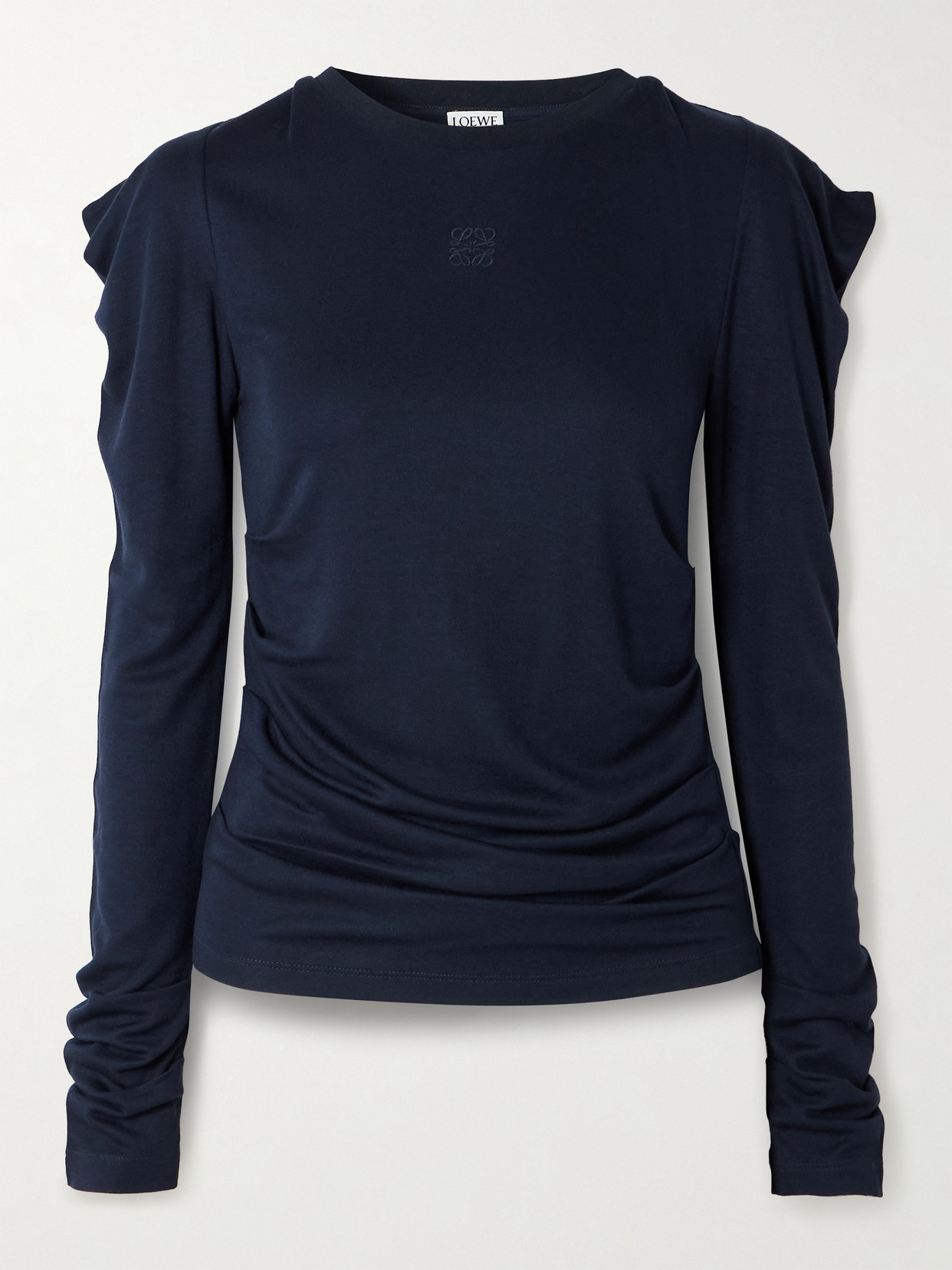 Loewe - Embroidered Ruched Jersey Top - Blue