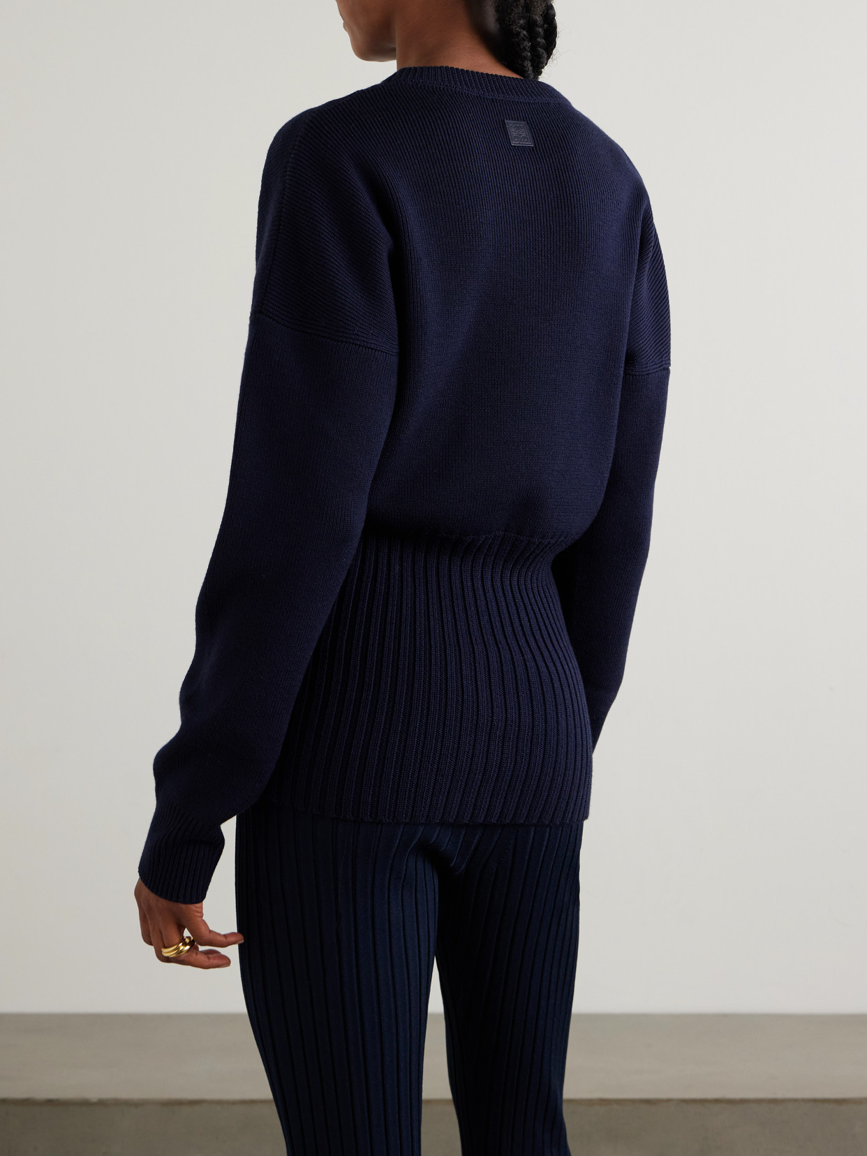 Loewe Ribbed Wool Sweater In Blue