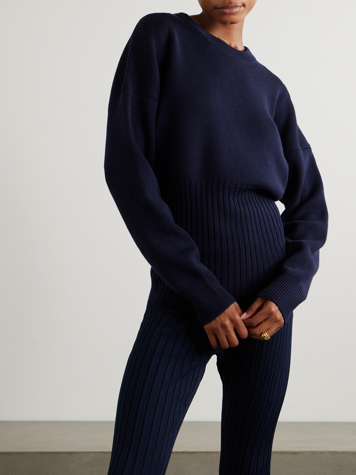 Loewe Ribbed Wool Sweater In Blue