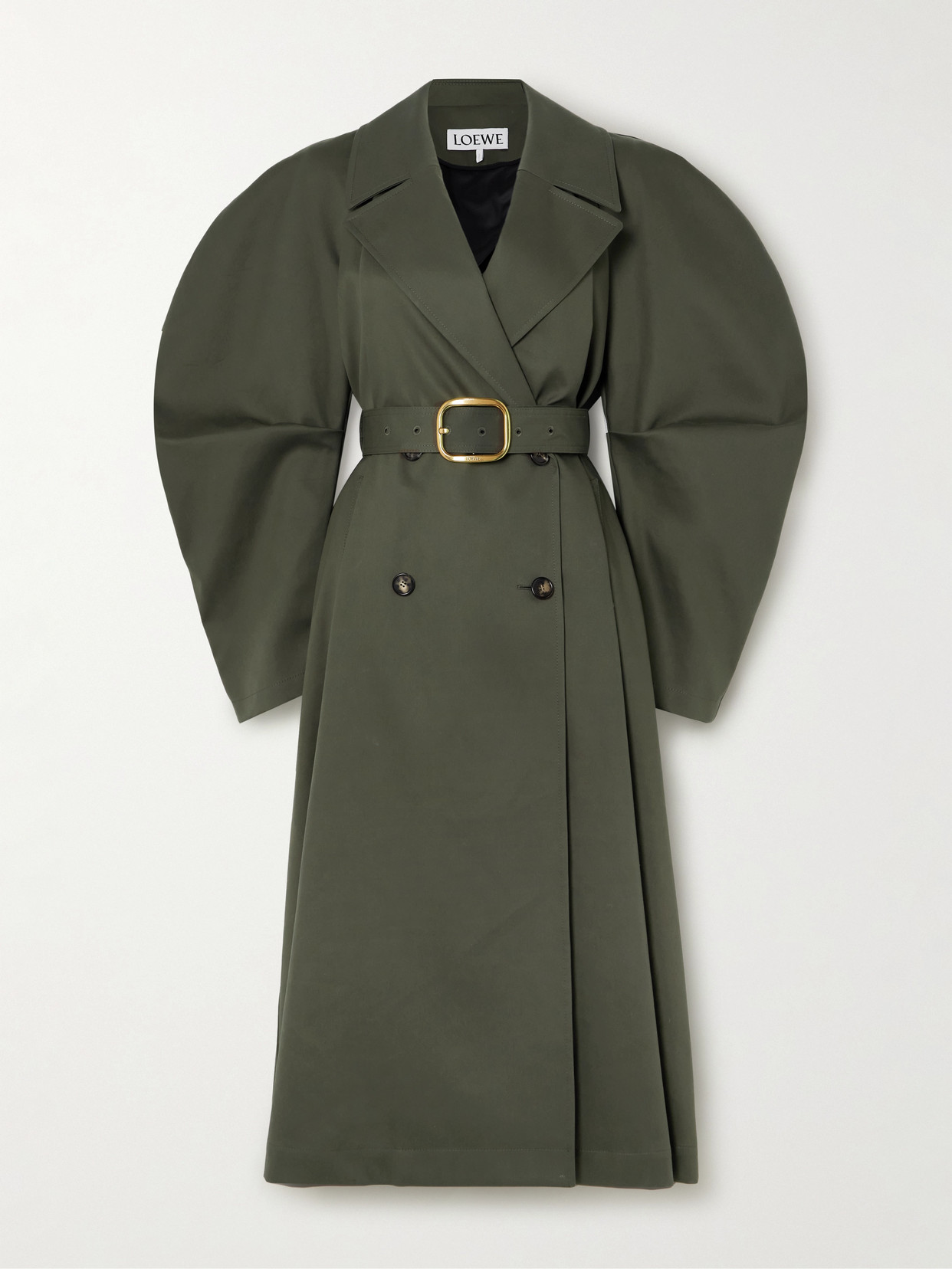 Loewe - Belted Double-breasted Cotton-gabardine Trench Coat - Green