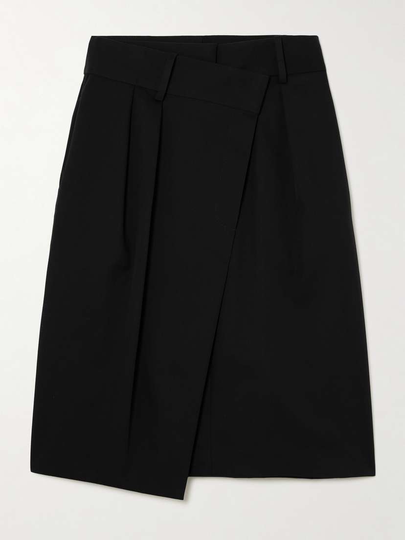Loewe Asymmetric Pleated Cotton And Silk-blend Twill Skirt