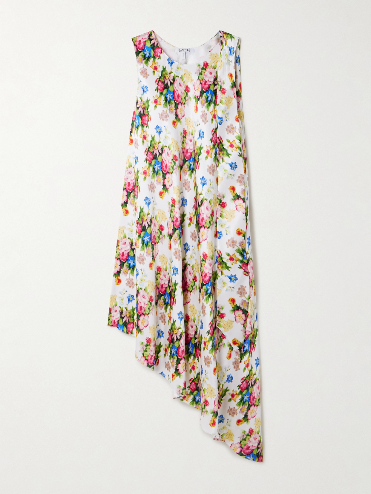 Loewe - Asymmetric Floral-print Silk Dress - White
