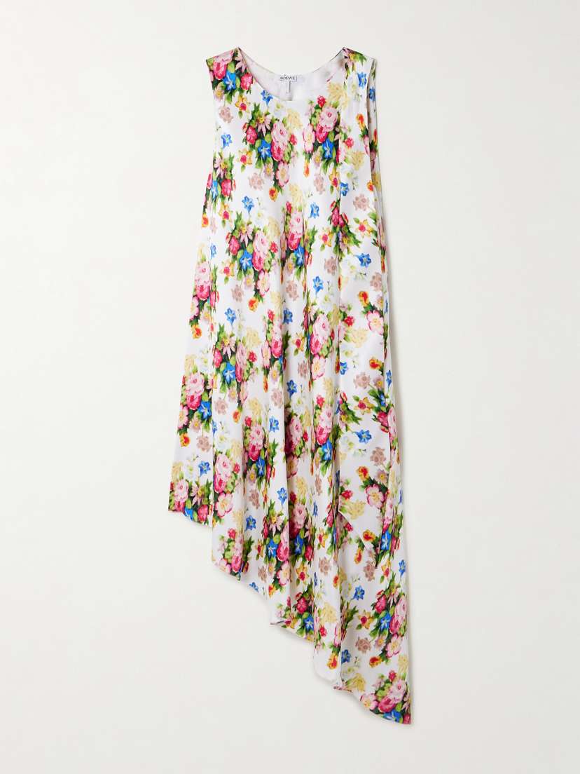 Loewe Asymmetric Floral-print Silk Dress