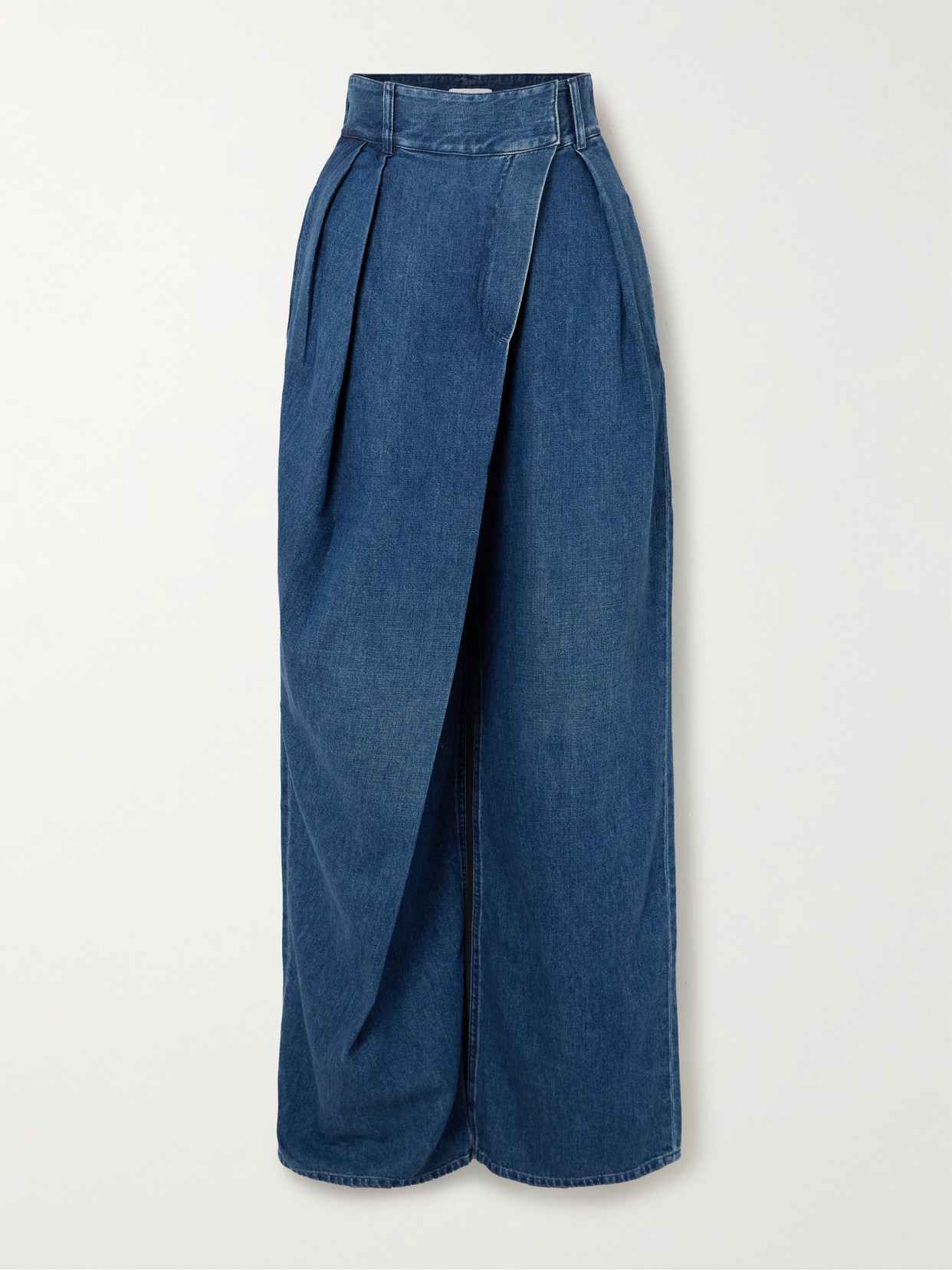 Loewe - Asymmetric Pleated High-rise Wide-leg Jeans - Blue