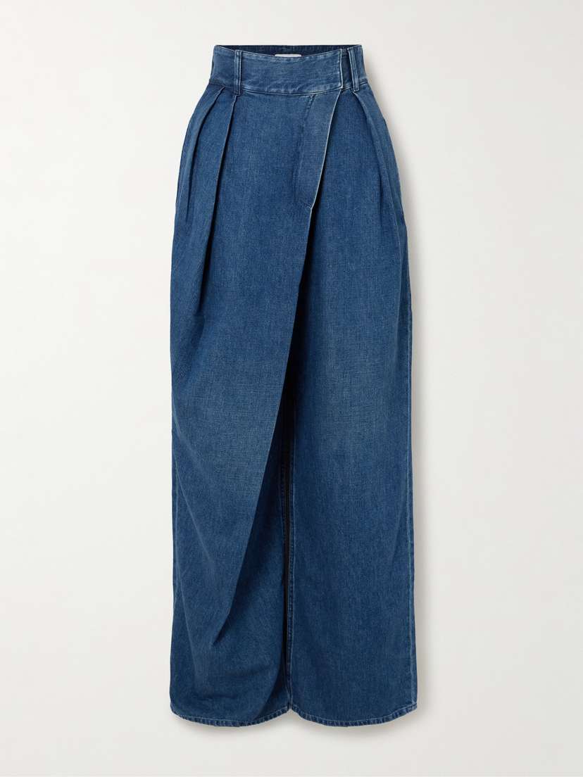 Loewe Asymmetric Pleated High-rise Wide-leg Jeans