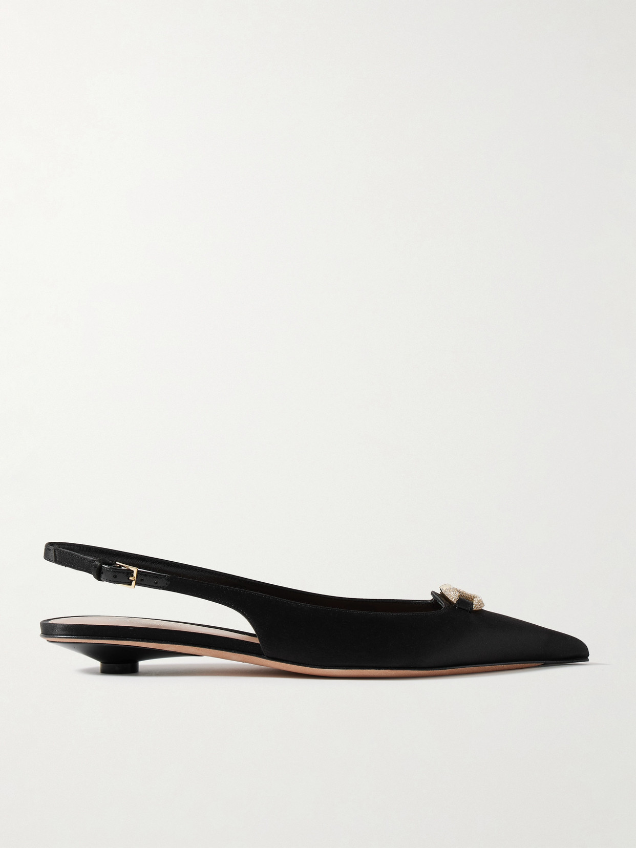 Valentino Garavani - Vlogo Bold 20 Crystal-embellished Satin Pumps - Black