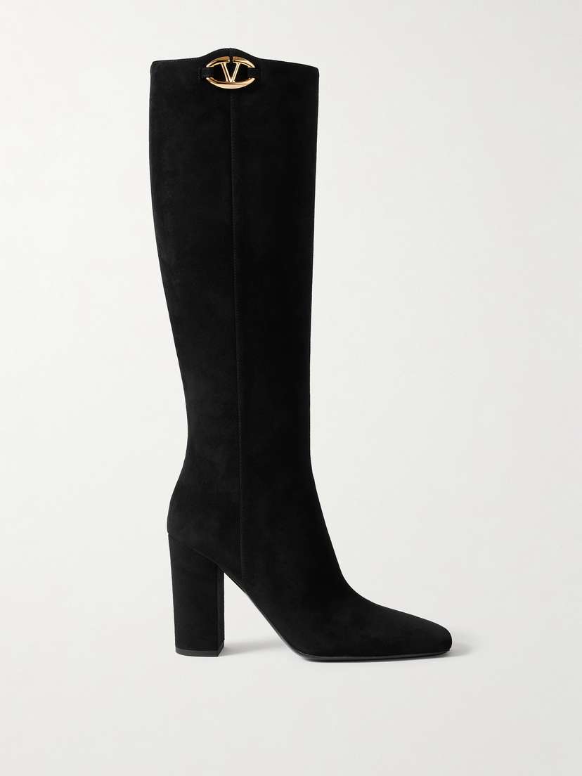 Valentino Garavani Vlogo 100 Suede Knee Boots