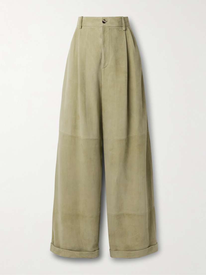 Loewe Paneled Suede Wide-leg Pants