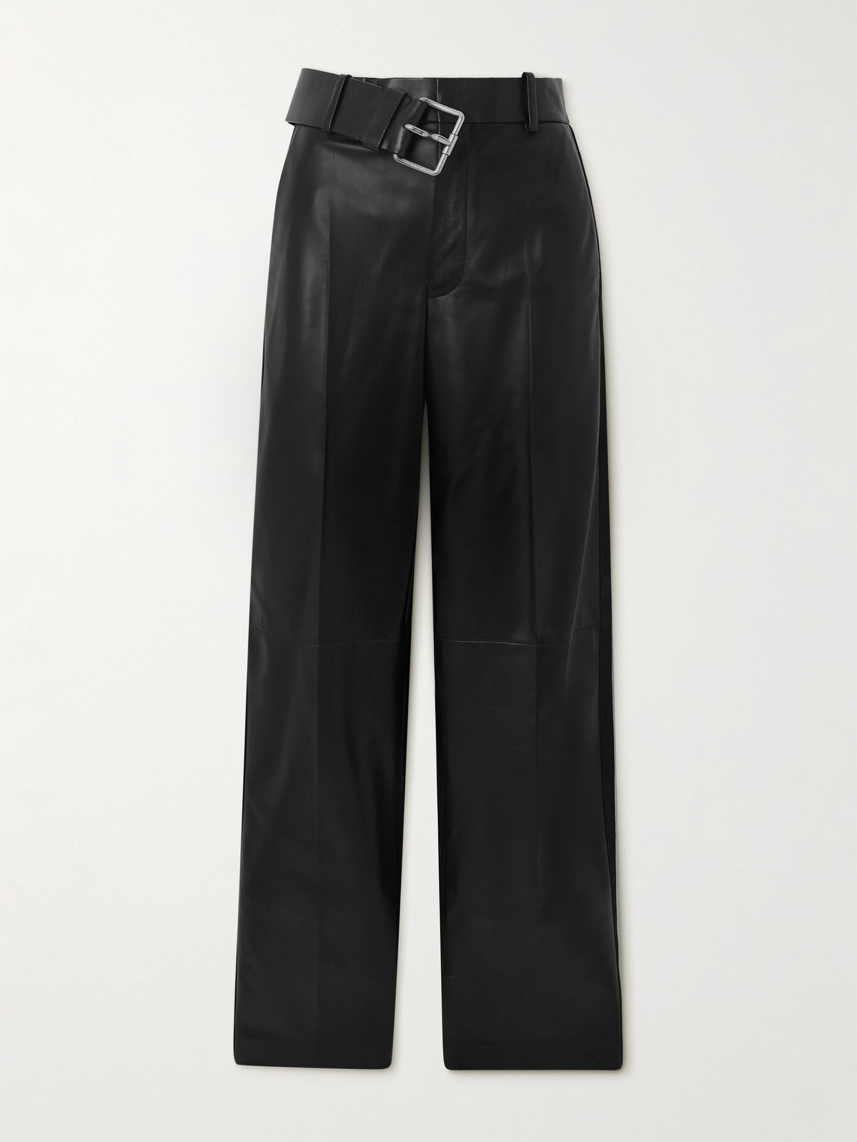 Loewe - Belted Leather Straight-leg Pants - Black