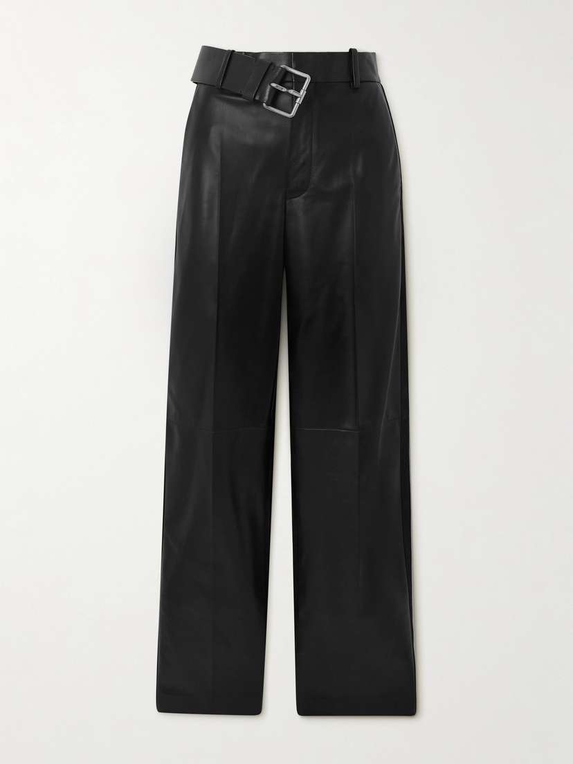 Loewe — Belted leather straight-leg pants