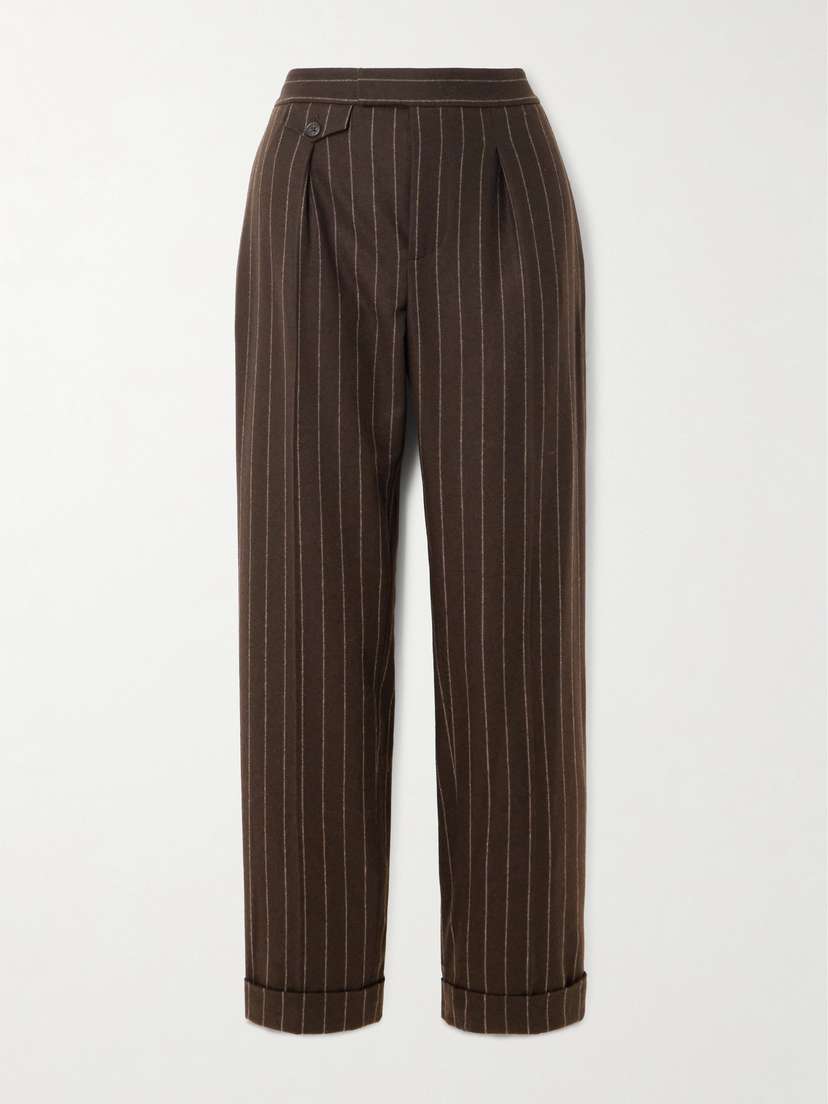 Ralph Lauren Collection Bennet Pleated Pinstriped Wool Straight-leg Pants