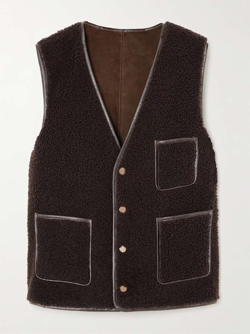 Ralph Lauren Collection Brittani Reversible Leather-trimmed Shearling Vest