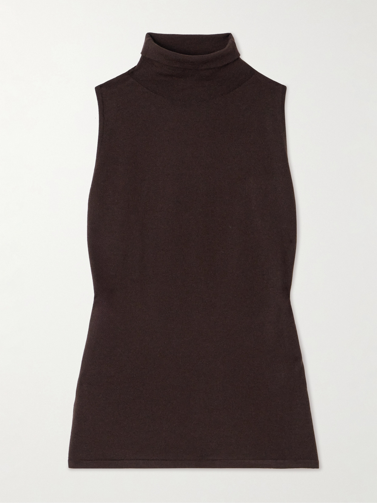 Polo Ralph Lauren Sleeveless Cashmere-blend Turtleneck Top In Brown
