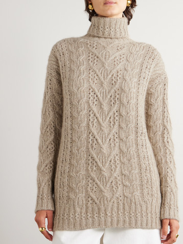 Ralph Lauren Collection Cable-knit cashmere turtleneck sweater