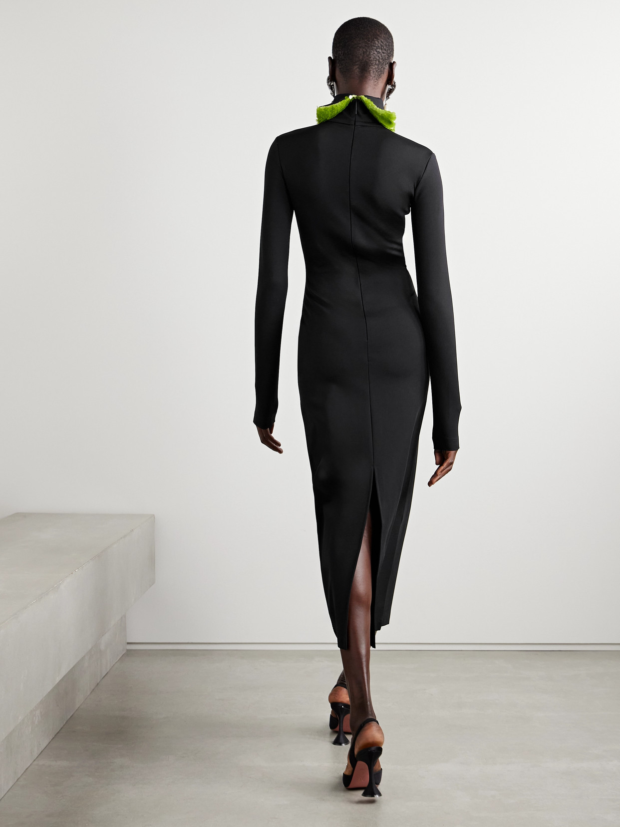 16arlington Weir Sequin-embellished Cady Turtleneck Midi Dress In Black