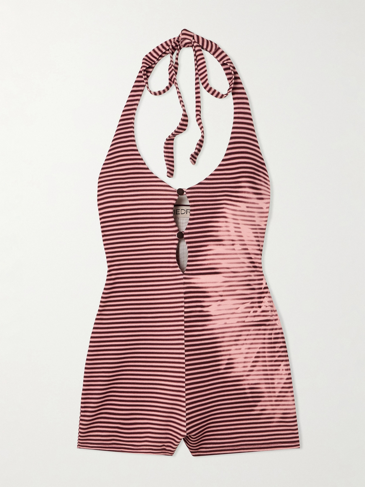 Siedres Yanu Printed Striped Jersey Halterneck Playsuit In Multi