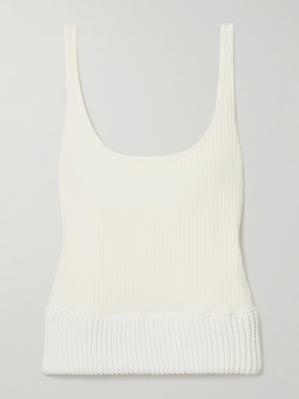16arlington Keo Cotton-trimmed Ribbed Stretch-jersey Tank In Ecru