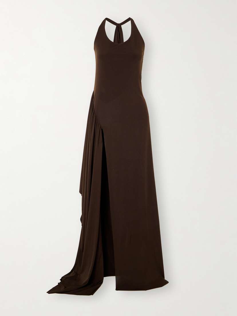 SIEDRÉS Ceyl Draped Jersey Halterneck Maxi Dress