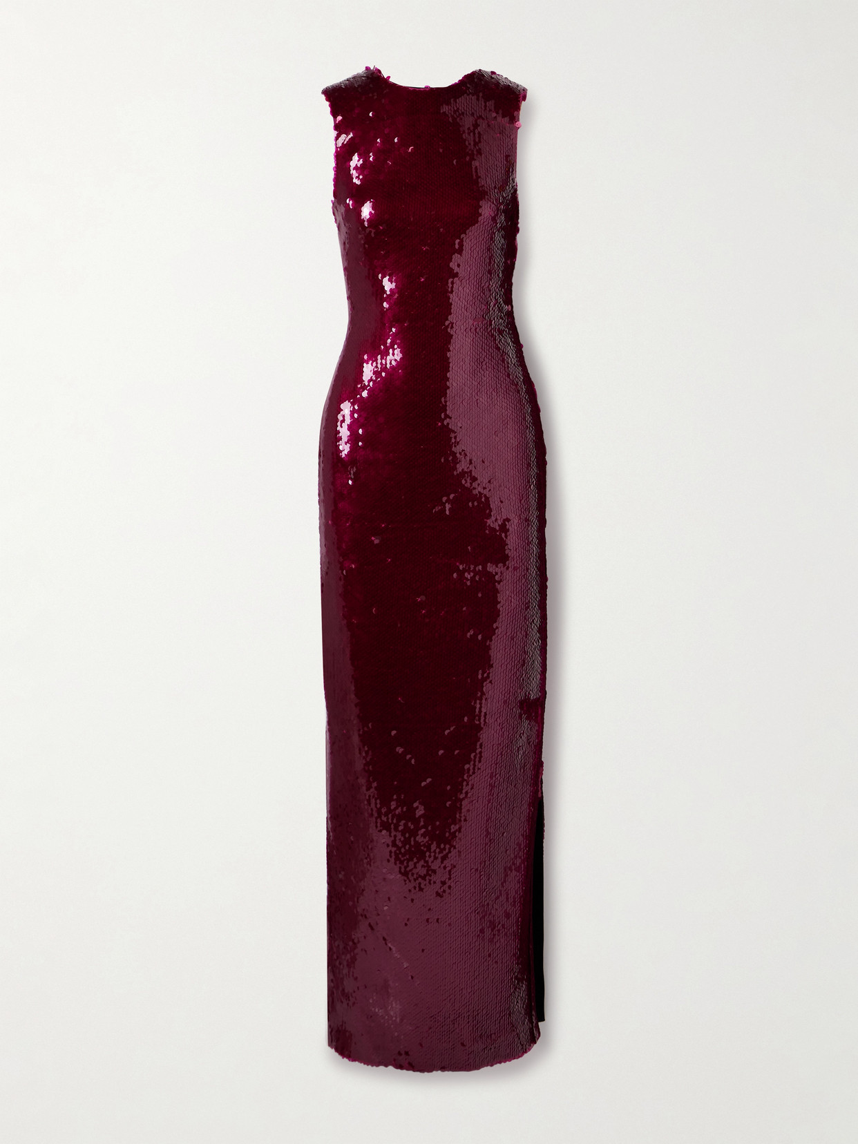 16ARLINGTON - Simm Open-back Draped Sequined Chiffon Gown - Burgundy
