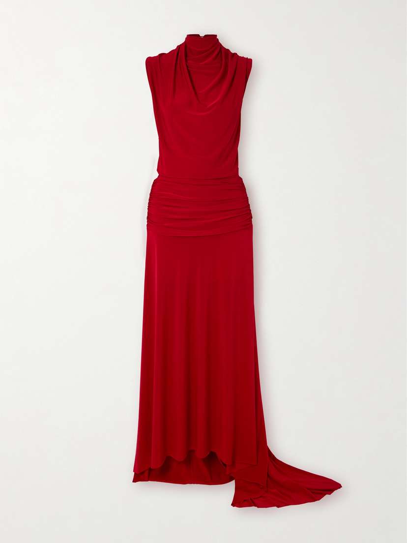 SIEDRÉS Flek Open-back Gathered Jersey Maxi Dress