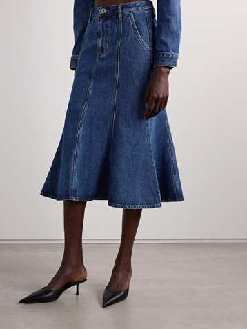 self-portrait Denim midi skirt